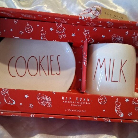 NIB Rae Dunn “MILK AND COOKIES” Plate and Mug - Picture 1 of 4
